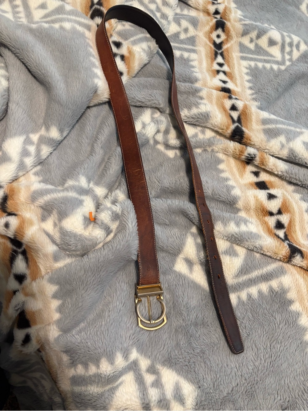 Salvatore Ferragamo Brown Leather Belt with Gold Double-Gancini Buckle